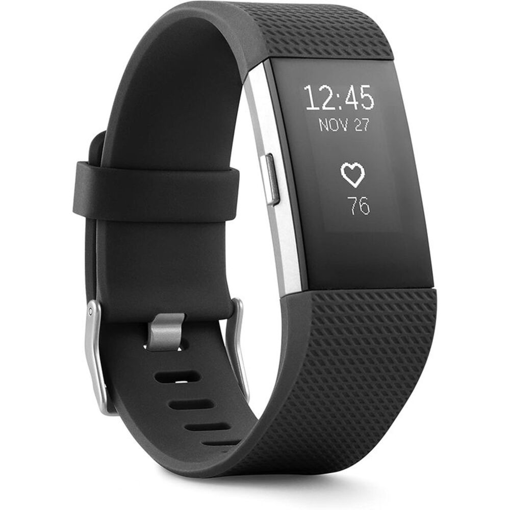 Fitbit Charge 2 Heart Rate + Fitness Wristband Watch, Black,(US Version), Large